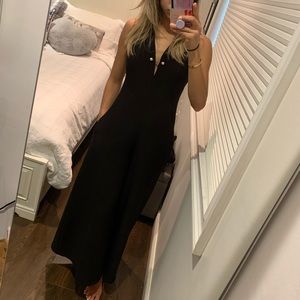 Pearl detail black jumpsuit